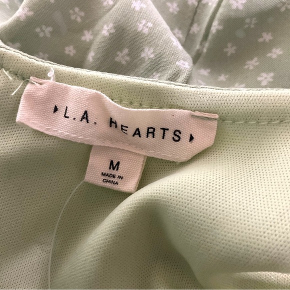 L.A. Hearts Mini Dress Sz M Puff Sleeves Sweatheart Y2K Coquette Cottagecore - Picture 11 of 12